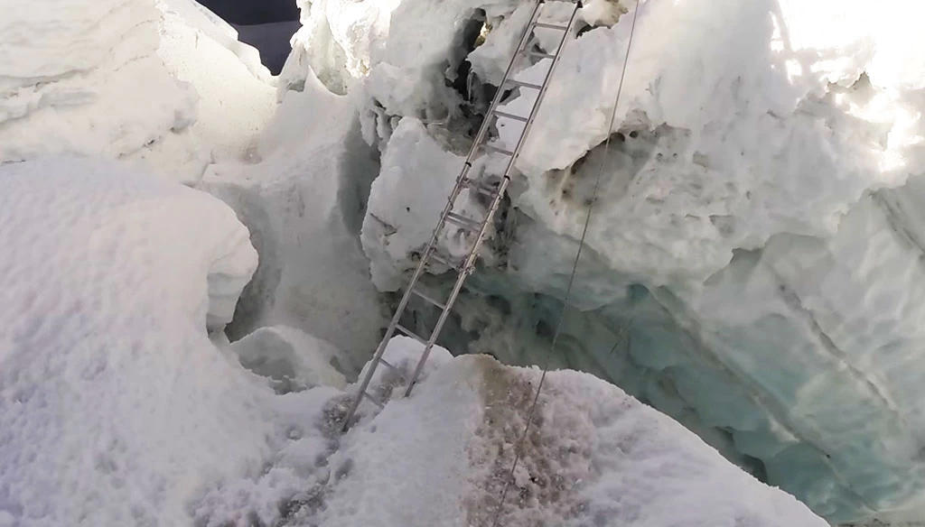 we have to cross over crevasse EnRoute to Island peak summit