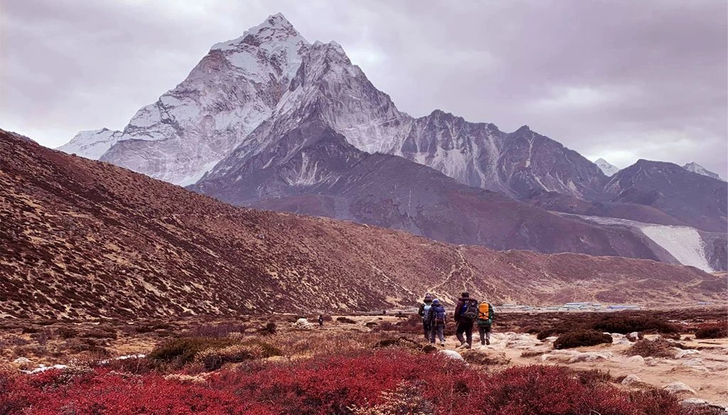stunning view of mount ama dablam on the way descend to pheriche