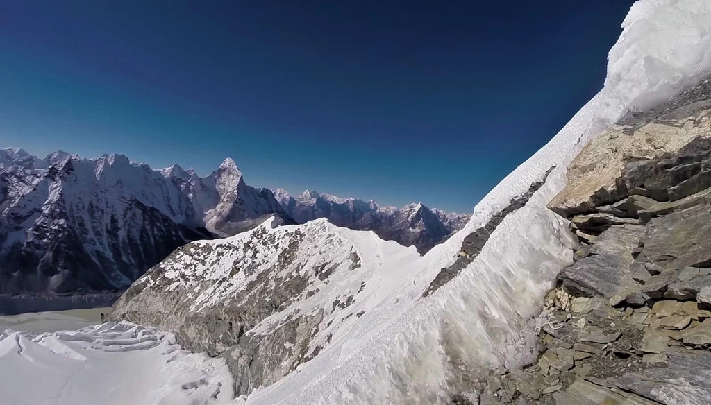 An amazing view of glacier and surrounding mountains EnRoute to the summit of Island Peak.