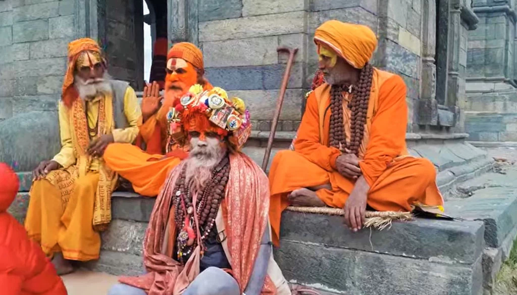 Babas in Pashupatinath temple during the Shivaratri festival.