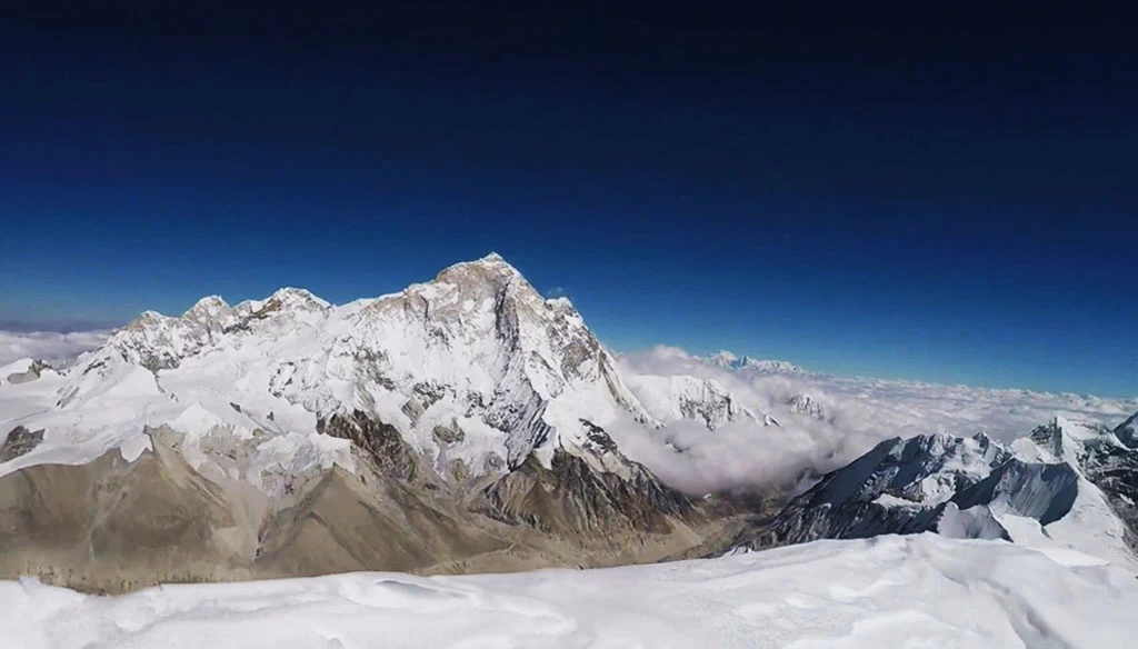 when we arrived at the summit of Mount Baruntse we had clear view of mount Makalu and surrounding mountains