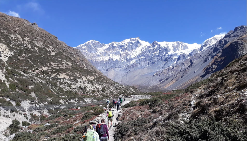 EnRoute to yak Kharka for Chulu west Peak Climbing.