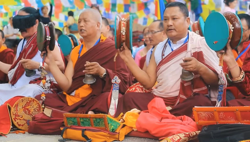 monks are reciting during the buddha jayanti festival