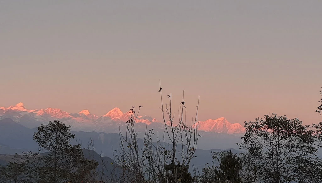 Beautiful sunset view before finishing the champadevi day hike.