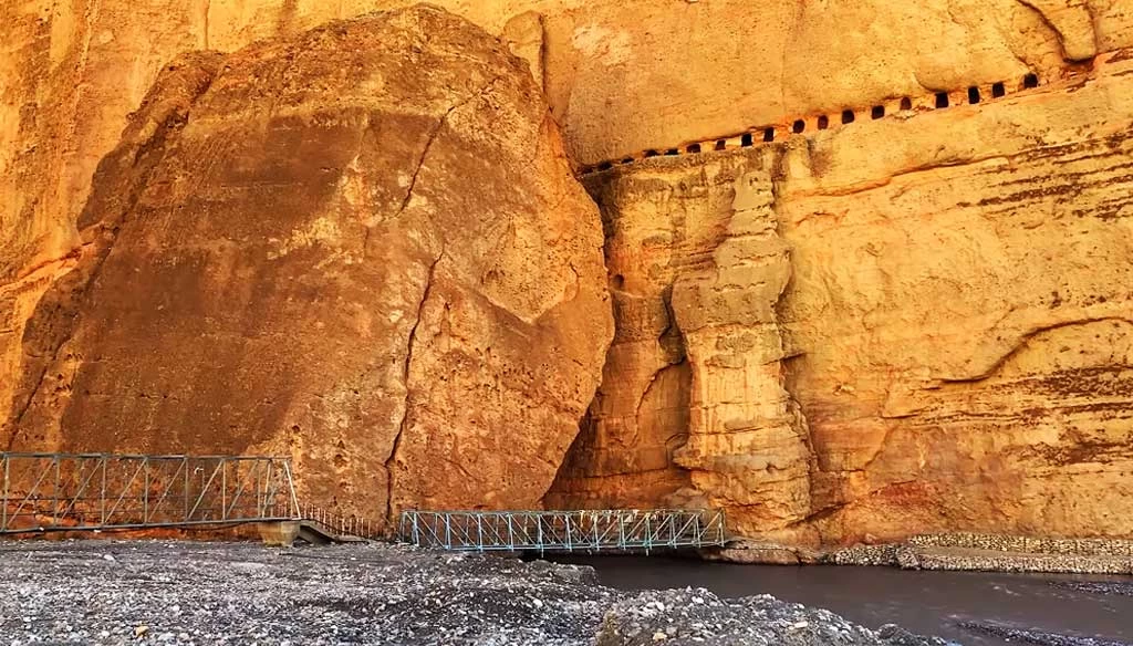 An amazing caves in the wall is pictured during the upper Mustang trekking