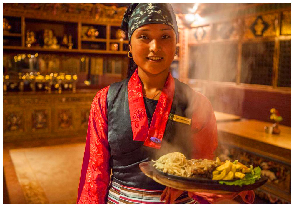 Food Serving With Sherpa Attaire
