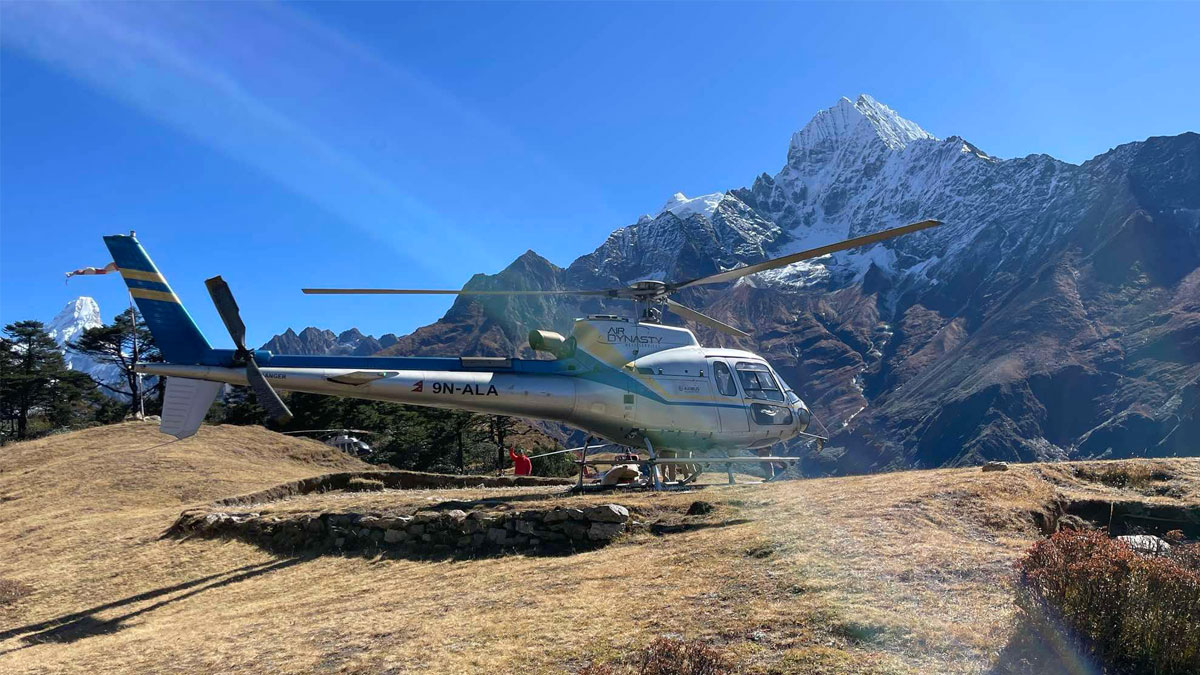 everest view with helicopter