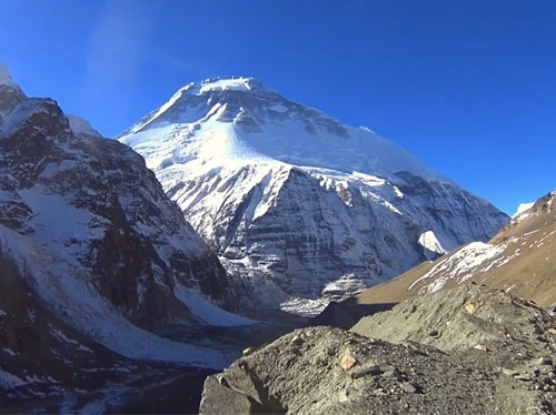 Mount Dhaulagiri as captured EnRoute to French Pass during the Dhaulagiri Circuit Trekking.