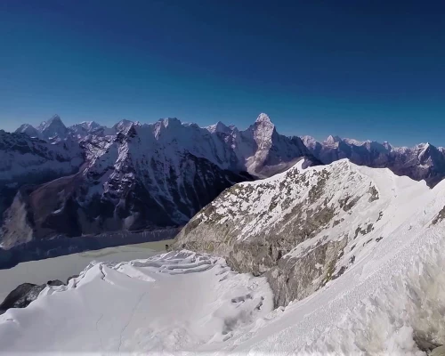 A Stunning Mountains View Is Captured While Climbing Island Peak.