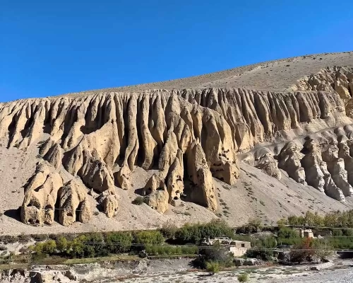 Amazing Strutcture On The Mountain Enroute To Upper Mustang.