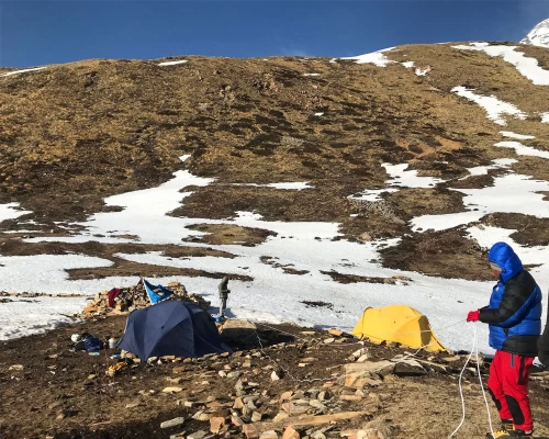 Camp Setup At Pisang Base Camp