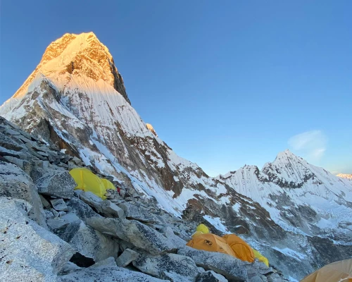 Climbers Camping Seen From Base Camp