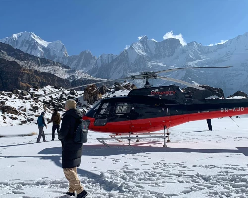 Enjoying Helicopter Tour At Base Camp