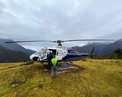 Helicopter Land At Everest View Hotel