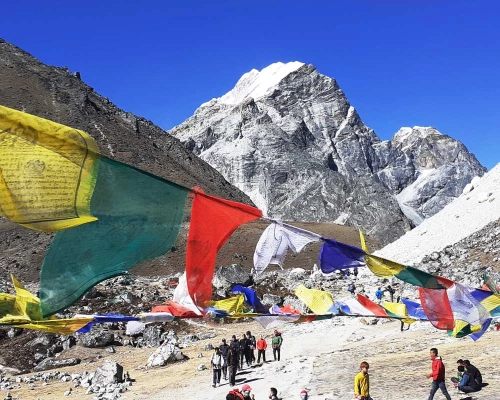 Lobuche East Peak Stands Tall Above Lobuche Village.