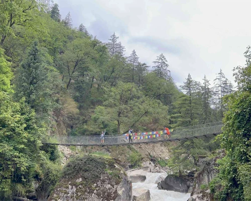 Suspension Bridge During Manaslu Trek