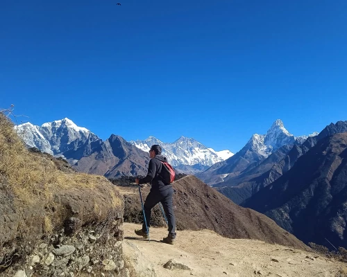 Trekkers On The Way To Everest View