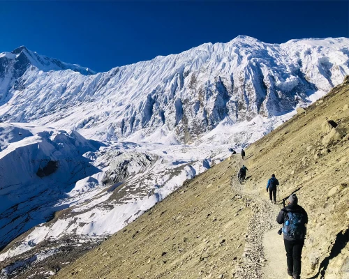 Trekkers Way To Tilicho Lake