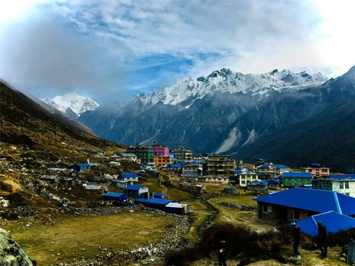 The village of kyanjin Gompa in Langtang valley trek.