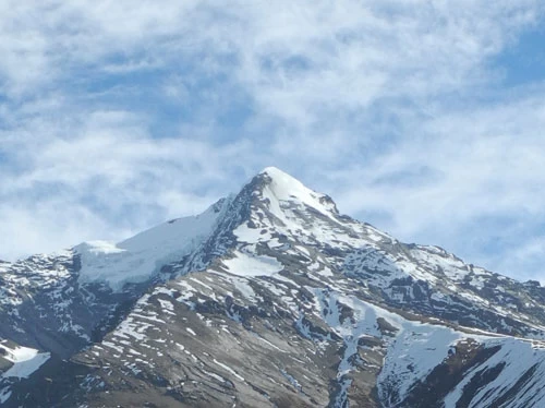 The stunning Pisang Peak is pictured from Lower Pisang village.